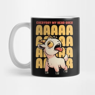 Everyday My Head Goes AAAA - Funny Goat Meme Gift Mug